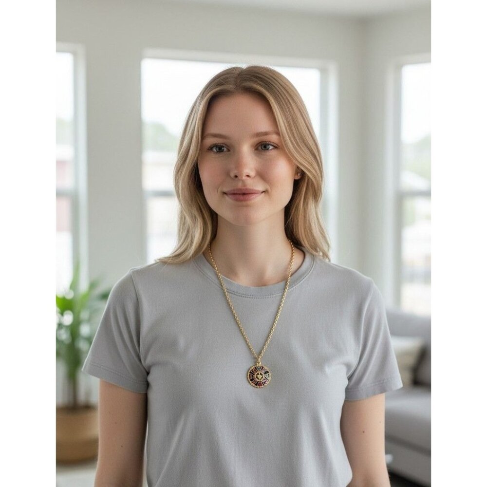 Rare Trifari patriotic red blue stained glass transparent looks like Pilque au J